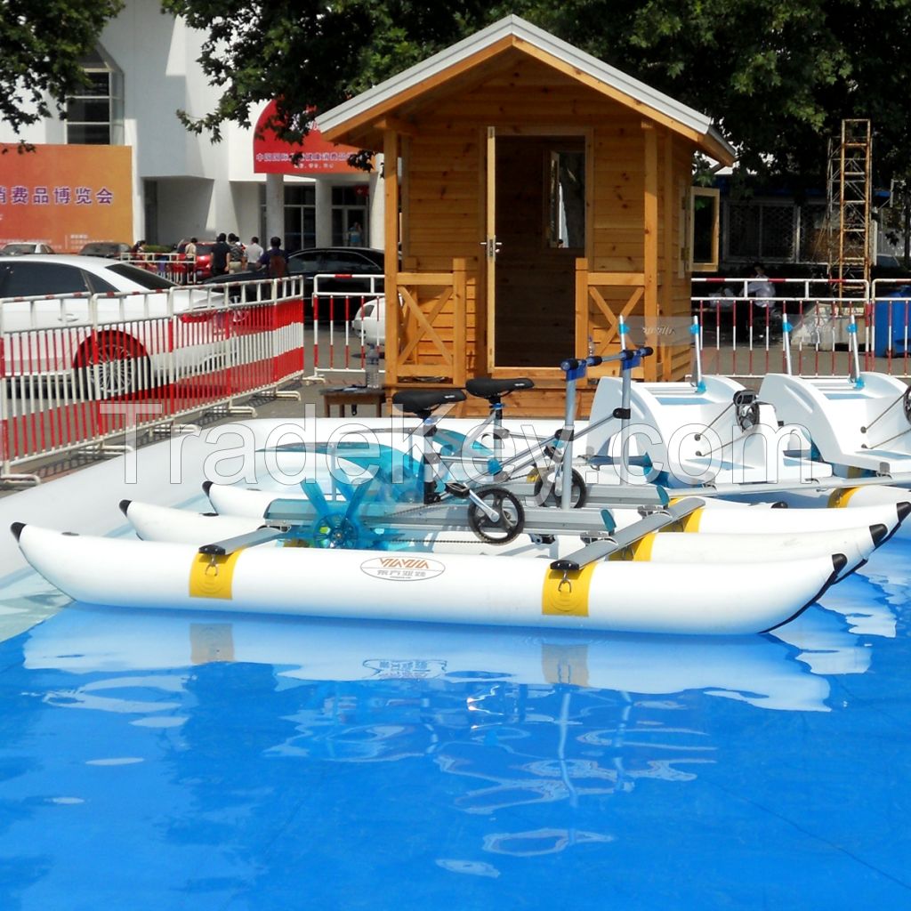 China Entertainment Two Riders Racing Boats, Pontoon Water Bicycle, Fishing Pedal Boat for sale