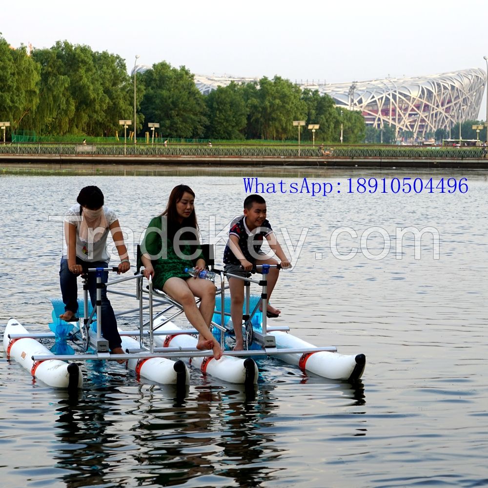 inflatable PVC Pontoons Swan Pedal Boats Three men Water Bikes Water Tricycle Sea Bicycle for sale