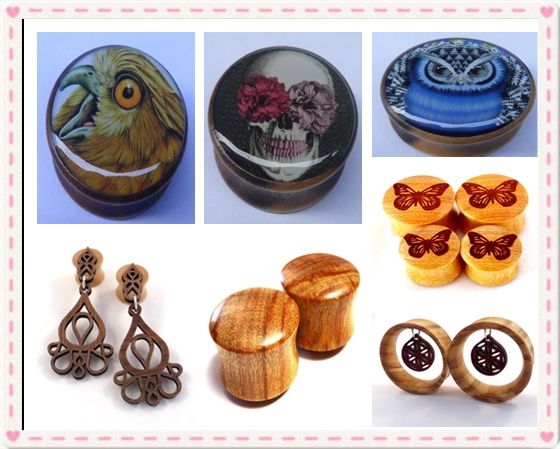 Wood flesh ear tunnel body piercing jewelry