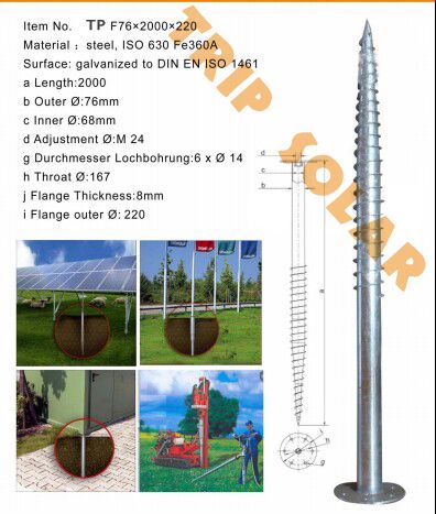 Q235 Solar Ground Screw Piles with Hot Dipped Galvanized