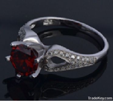 Wholesale Color Stone 925 Micro Pave Sterling Silver Lady Ring