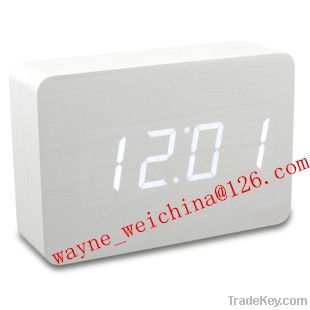 pure white table wooden clock