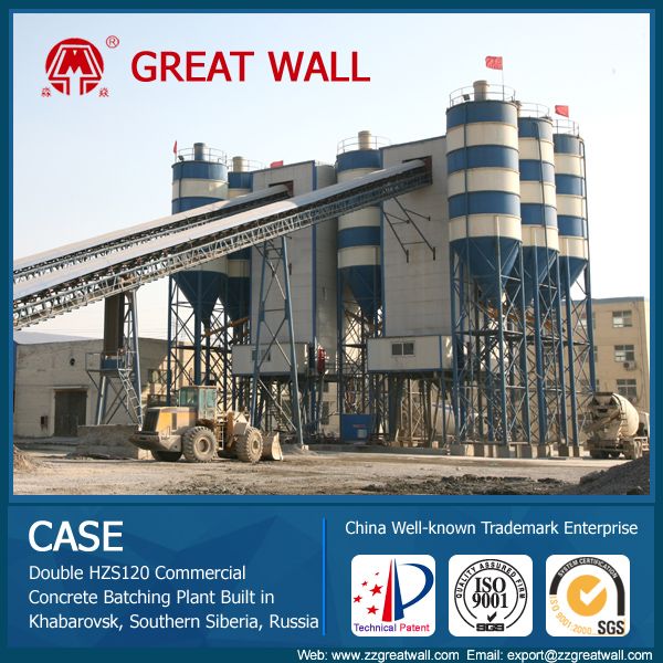 China Well-known Trademark HZS120 Commercial Concrete Batching Plant