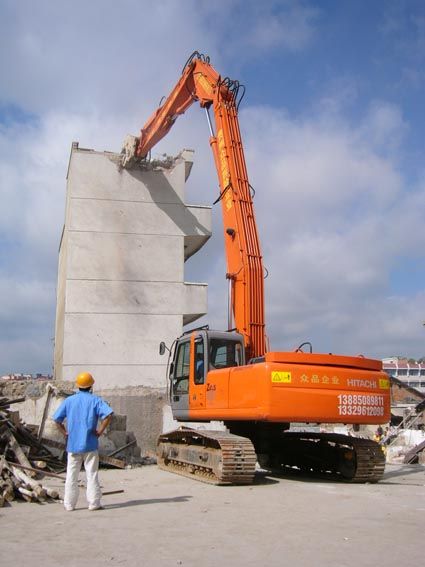 Excavator demolition boom and arm