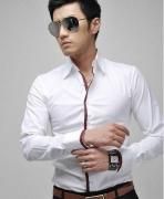White with dark red bottom color dress shirt