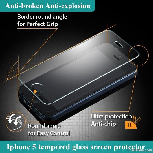 anti-scratch premium tempered glass screen protector for iphone 5/5s