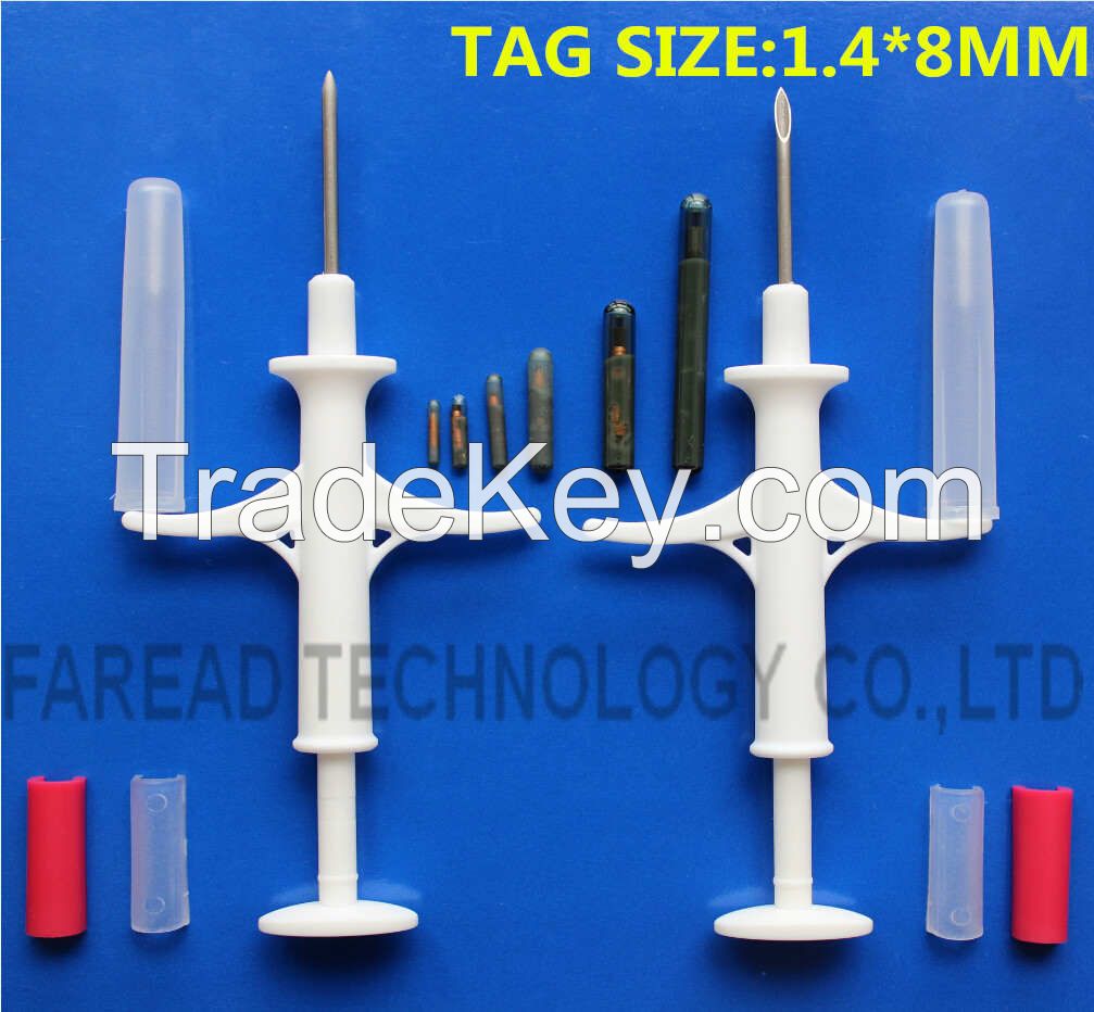 RFID1.4*8mm  glass tag Animal Microchip syringe transponder injector