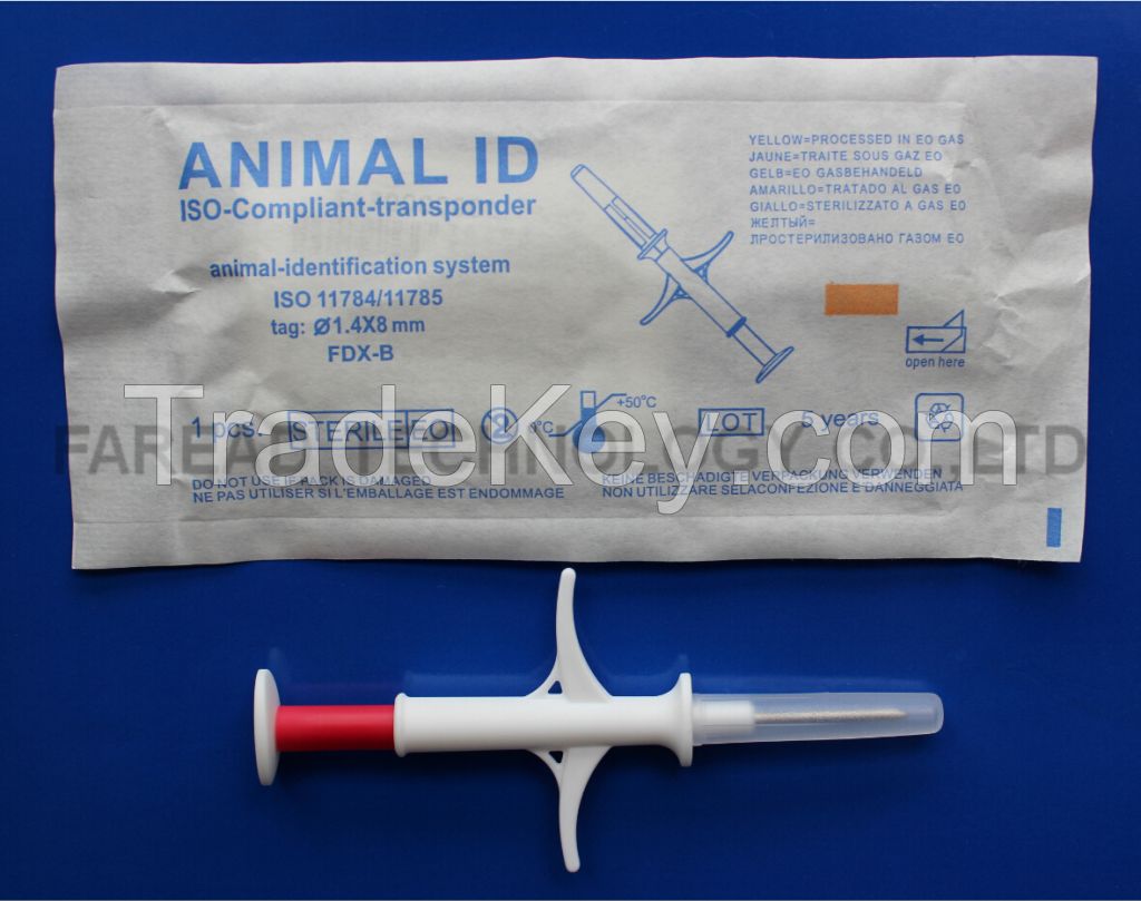 RFID1.4*8mm  glass tag Animal Microchip syringe transponder injector