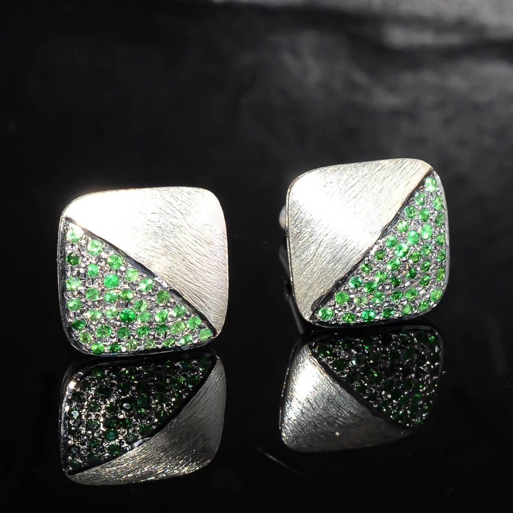 925 Sterling Silver Tsavorite Cufflink's