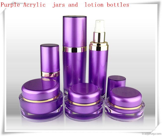 Empty purple Acrylic lotion bottle cotainer for cosmetic packaging