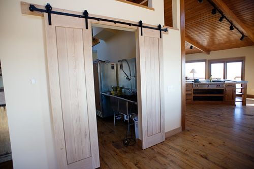 double carbon steel interior sliding barn wooden door