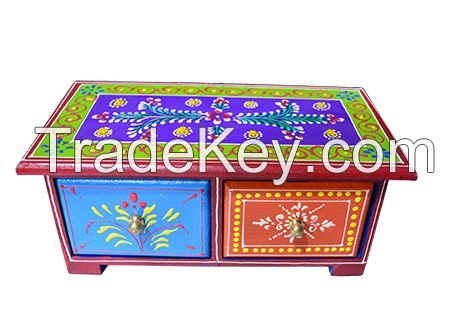 WOODEN PAINTED 2 DRAWERS BOX