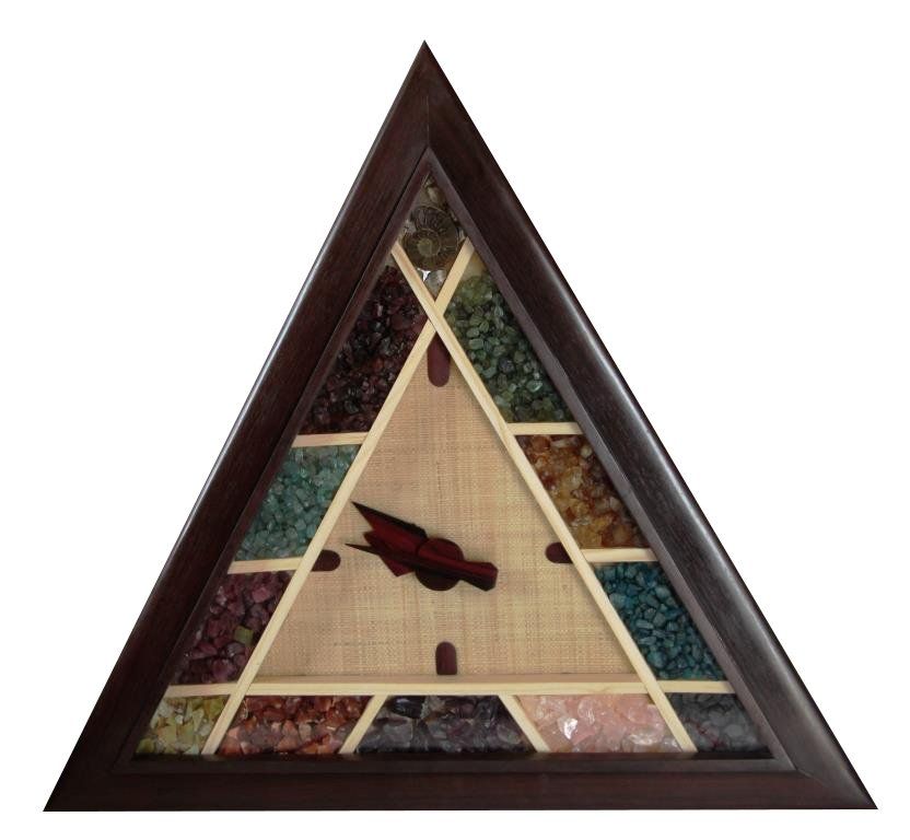 Black Palissander Clock Stones Triangle 46 cm