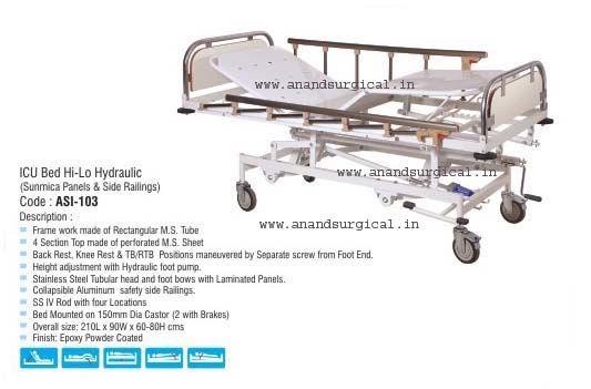 ICU Bed Hi-Lo Hydraulic (Sunmica Panels &amp; Side Railings)