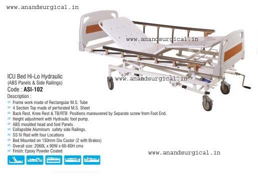 ICU Bed Hi-Lo Hydraulic (ABS Panels & Side Railings)