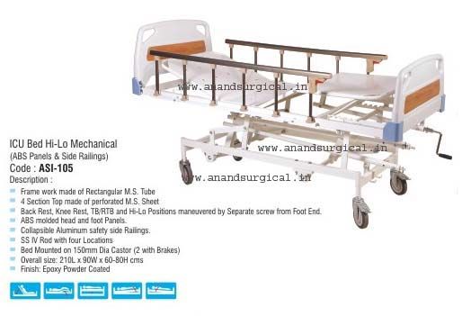 ICU Bed Hi-Lo Mechanical (ABS Panels &amp; Side Railings)