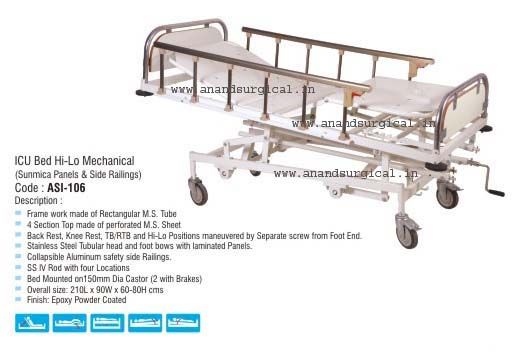 ICU Bed Hi-Lo Mechanical (Sunmica Panels & Side Railings)