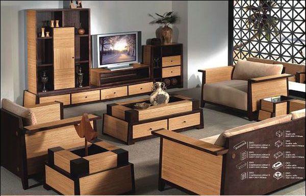 Modern Bamboo Combination Cabinet Design for Living Room