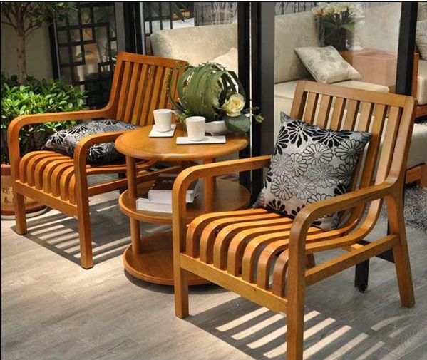 Outdoor Furniture Set Curved Garden Armchair in bamboo