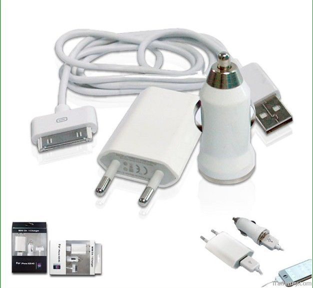 3in1 charger kit for iphone4/4s with high quality