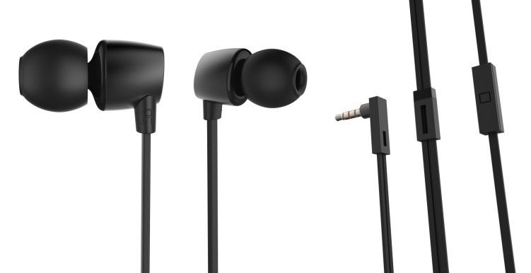 wired earphone with metal earbud with tangle-free flat cable with mic handsfree
