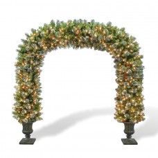 8 1/2' Wintry Pine Archway with Cones, Red Berries and Snowflakes 