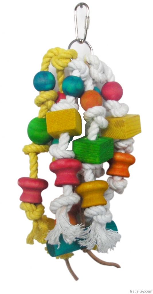 wooden and cotton toy for birds