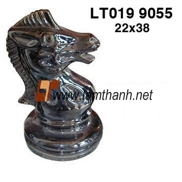 Black Chess Glazed Garden Ornament