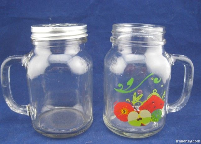 glass mason jars with handle with metal lids