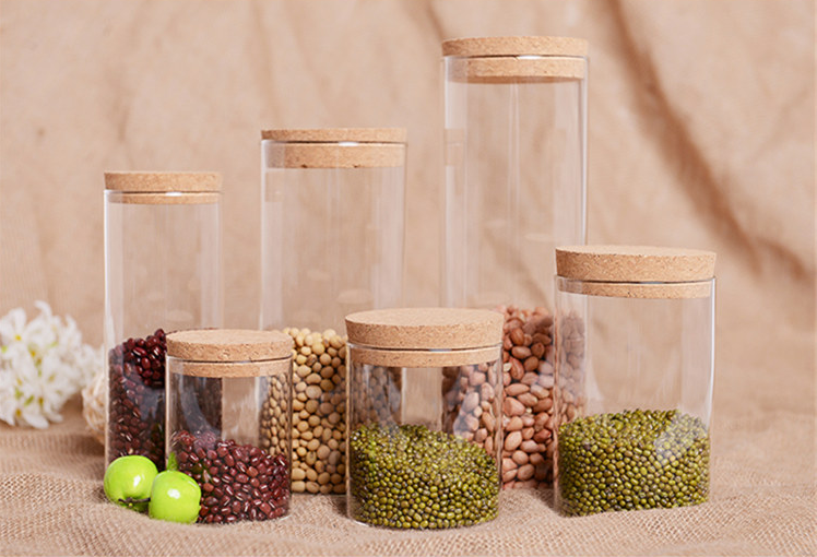 high borosilicate glass jar with wooden lid