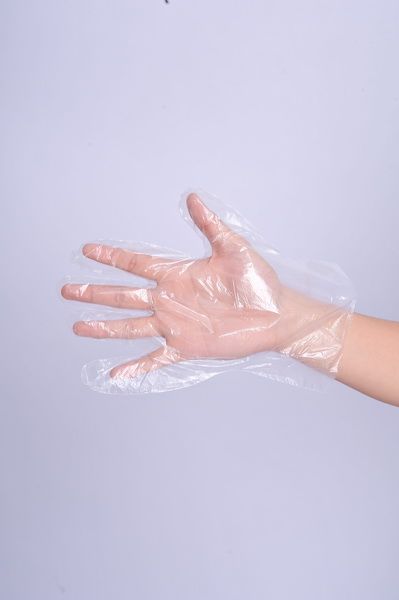 Cheap blue/clear disposable pe glove for food or medical