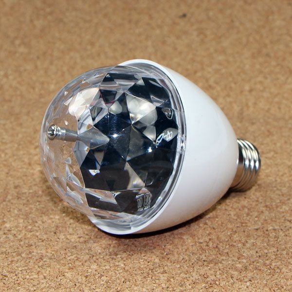E27 RGB LED Mini Party Light Colorful Rotating Lamp-White+Crystal