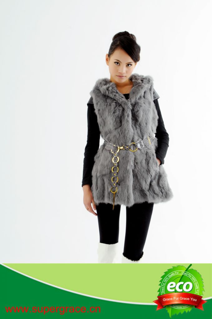 New Fashion Rabbit Fur Winter Coat for Lady with Wholesale Price