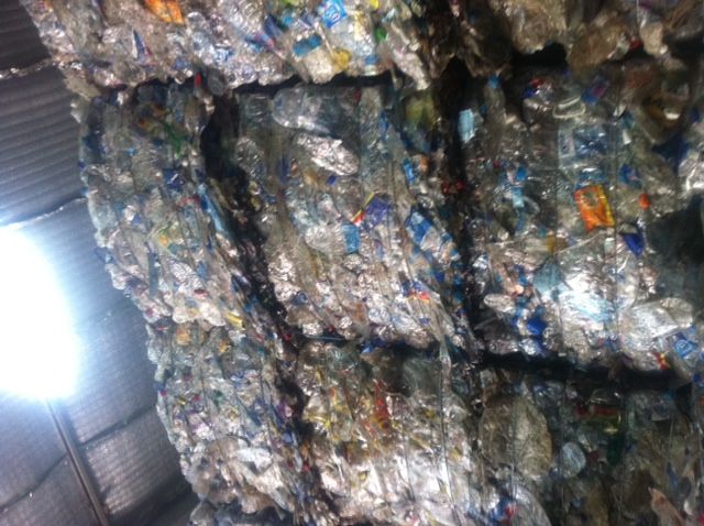 pet bottles in baled