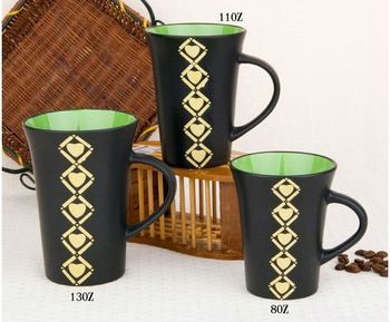 coffee mug with double color glaze,