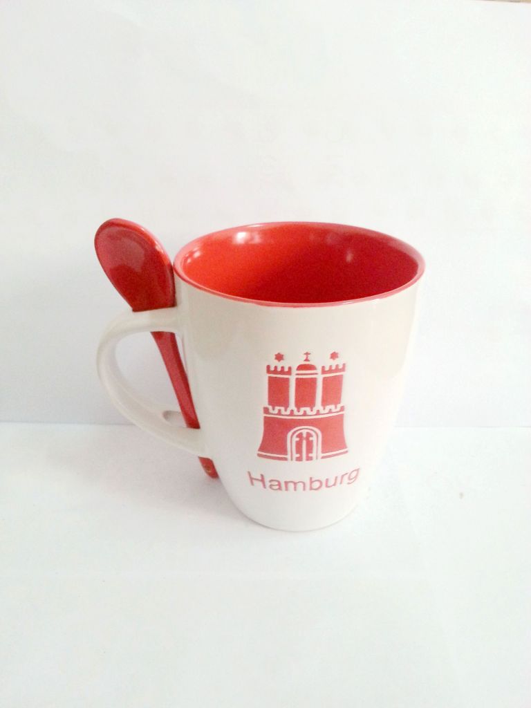 coffee mug with double color glaze, mug with spoon, cheap price mug