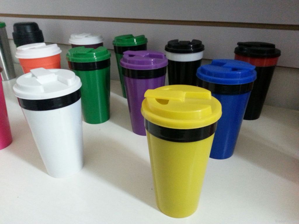 beverage plastic mugs with lid BPA FREE