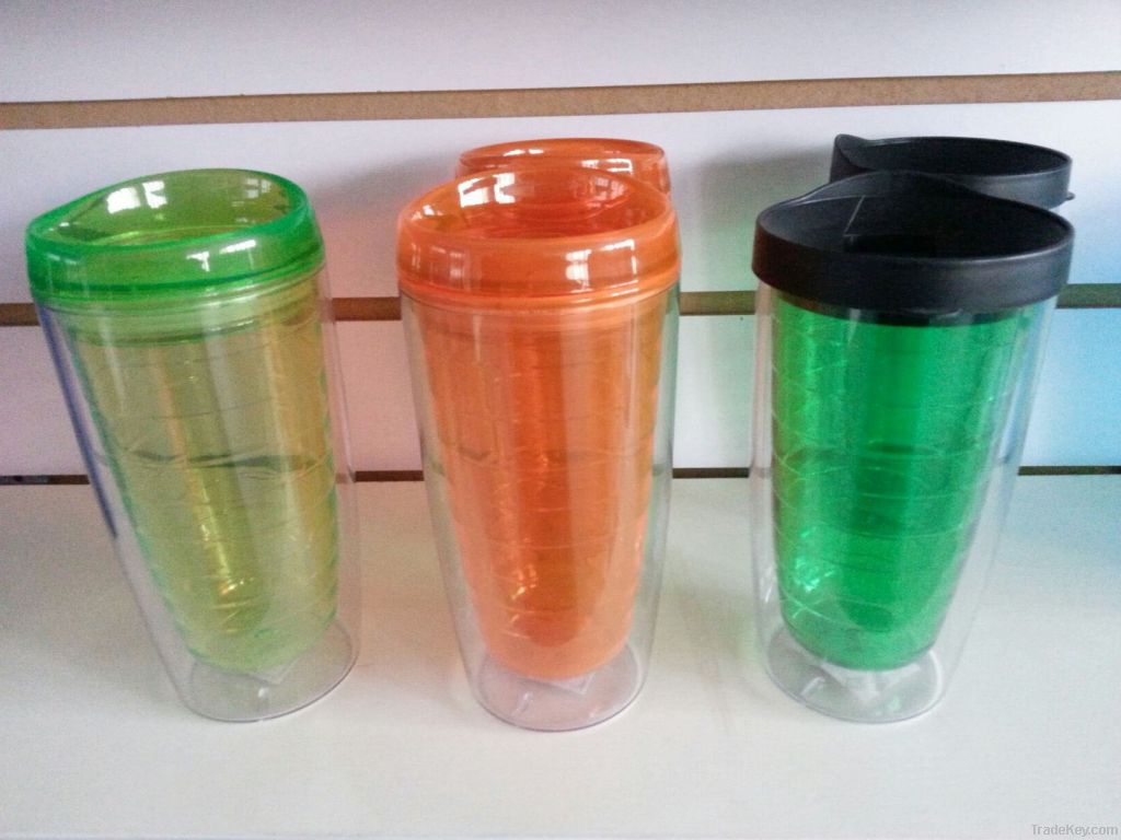 double wall clear plastic mug in various colors double wall plastic cu