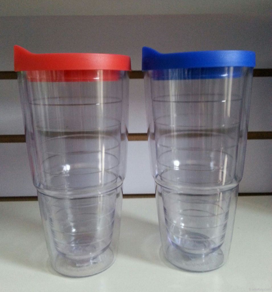 double wall clear plastic mug in various colors double wall plastic cu