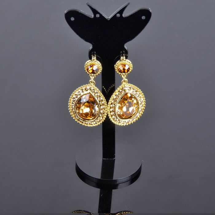 2014 Wholesale Fashion Imitation Jewellery Crystal & Rhinestone Dubai Gold Earring