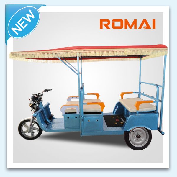 ROMAI 48v 850w passenger electric tricycle with DC brushless rear axle motor CE approved