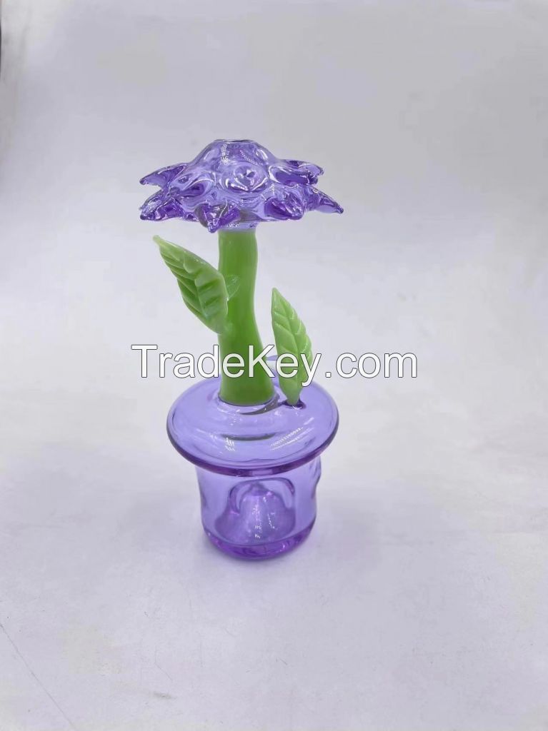 Creative Heady China Wholesale Pipe Pink Girly Flowers Glass Hand Smoking Water Pipe Oil Burner Pipe Oil DAB Rig Recycler Glass Water Pipe