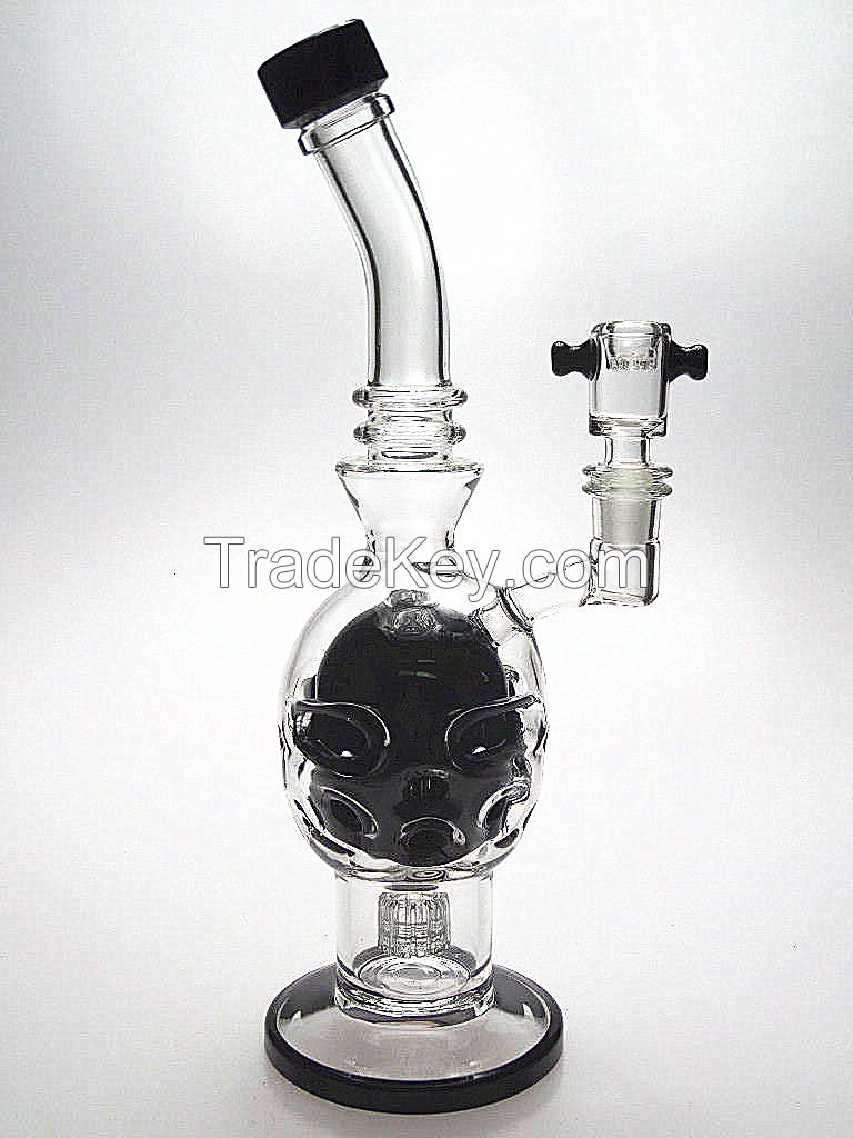 2023 Wholesale Green Red Dual Ball Functional Perc Dabbing Recycler Glass Water Pipe DAB Rig Glass Smoking Pipe with Quartz Banger