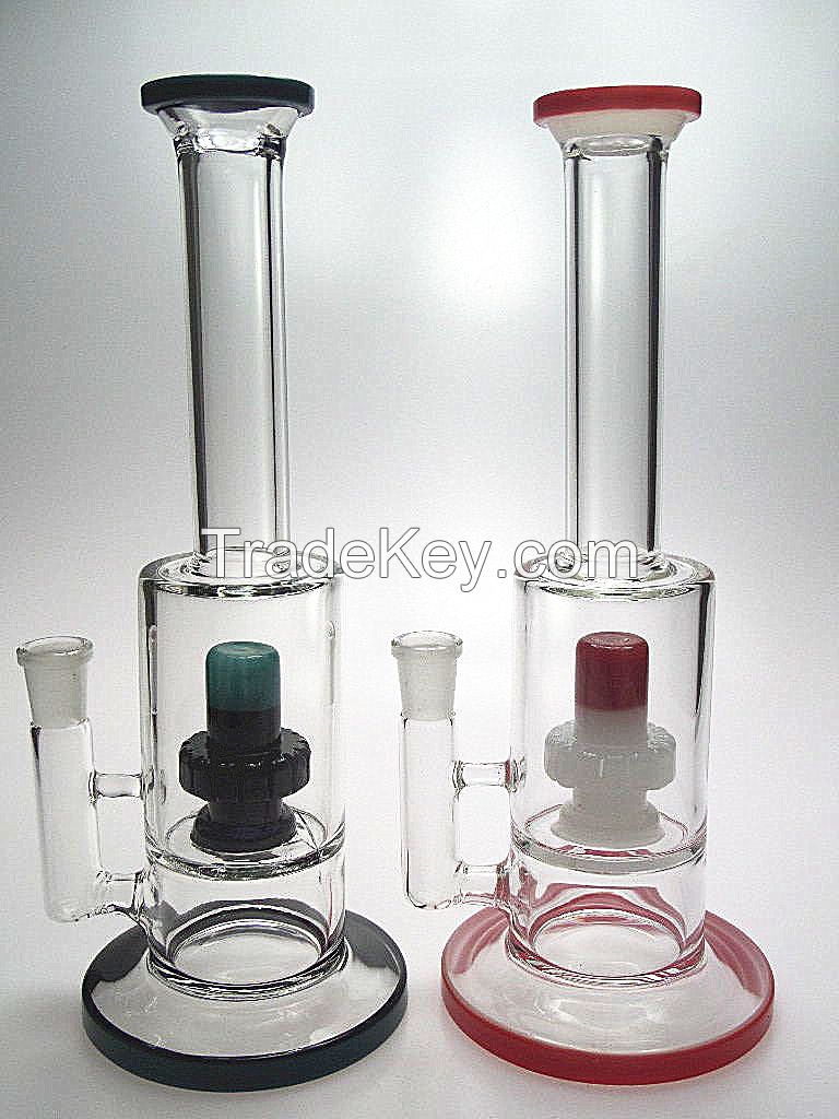 Huaao Wholesale Factory Price  Assorted Colors Tobacco Shisha Hookah Mini Oil Rig with Clear Round Handle Bowl Glass Smoking Pipes