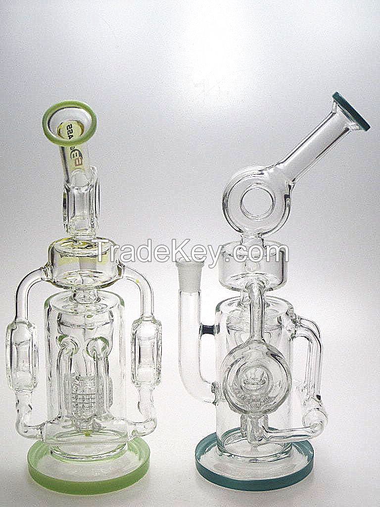 Huaao 2023 Heady Design Recycler Honeycomb Perc Glass Water Pipe DAB Rig Glass Smoking Pipes