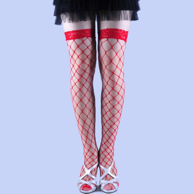 40D ladies fashion fishnet lace over knee knitting stocking/hosiery