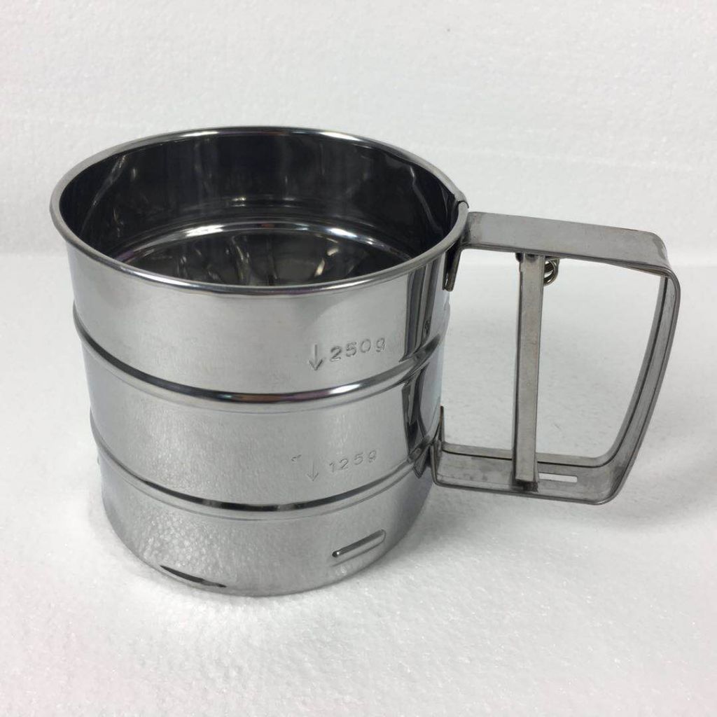 best selling professional stainless steel mesh sieve cup flour sifter with measuring scale