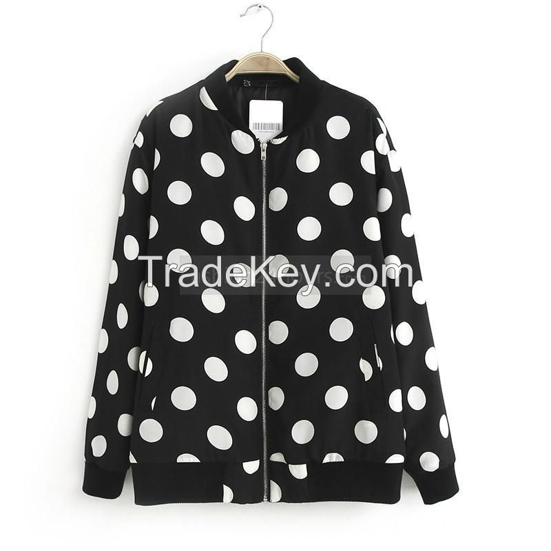  $24.99 Stylish Dots Cotton Blend Black Jackets
