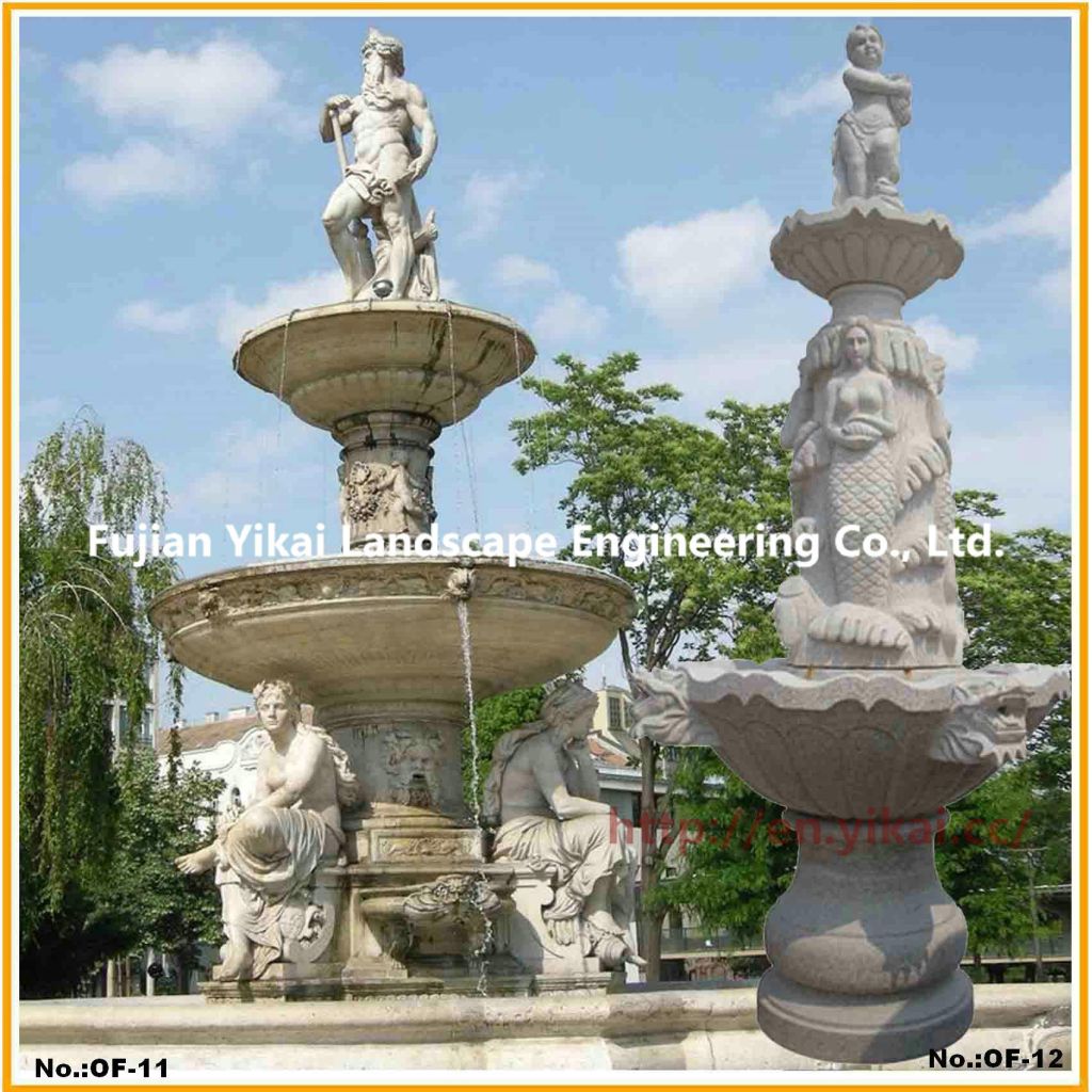 Stone Fountain Carved Marble Water Fountain for Garden Outdoor (YKOF-4)