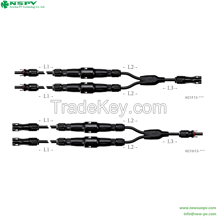 Solar Panel Parallel Connectors PV 2to1 Parallel Branch Connectors With Inline Fuse 1500VDC